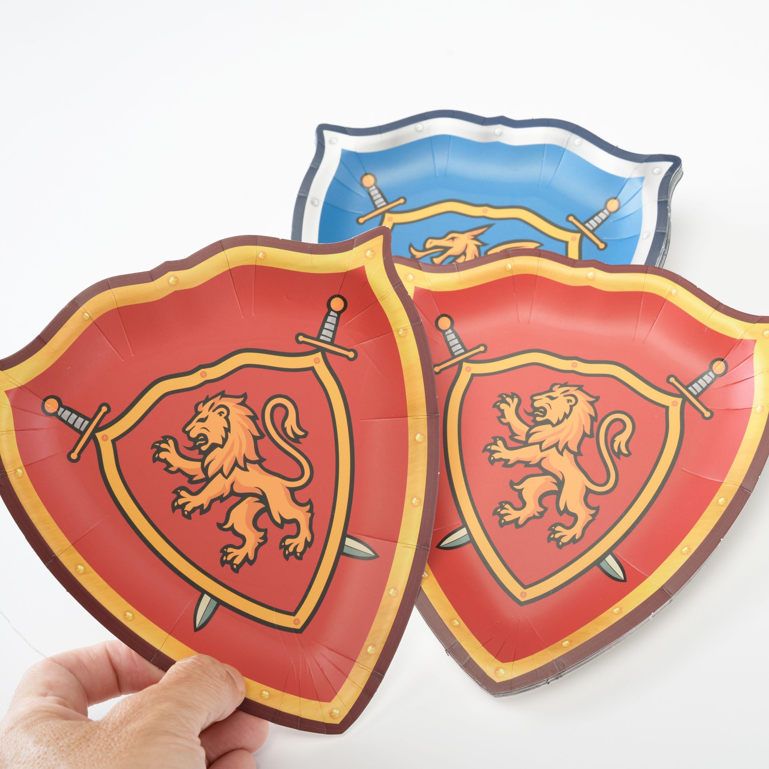 Cheerland Knights and Dragons Paper Plates Kite Shield Medieval Tableware for Fantasy Themed Knight Party Supplies Fantasy Birth